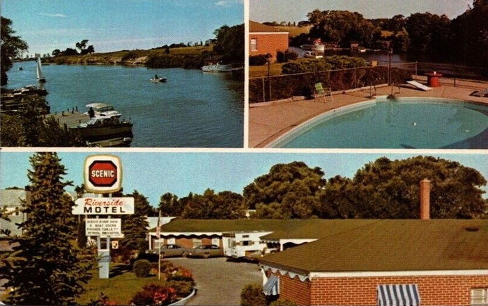 Riverside Motel & Marina (Riverside Motel) - Vintage Postcard